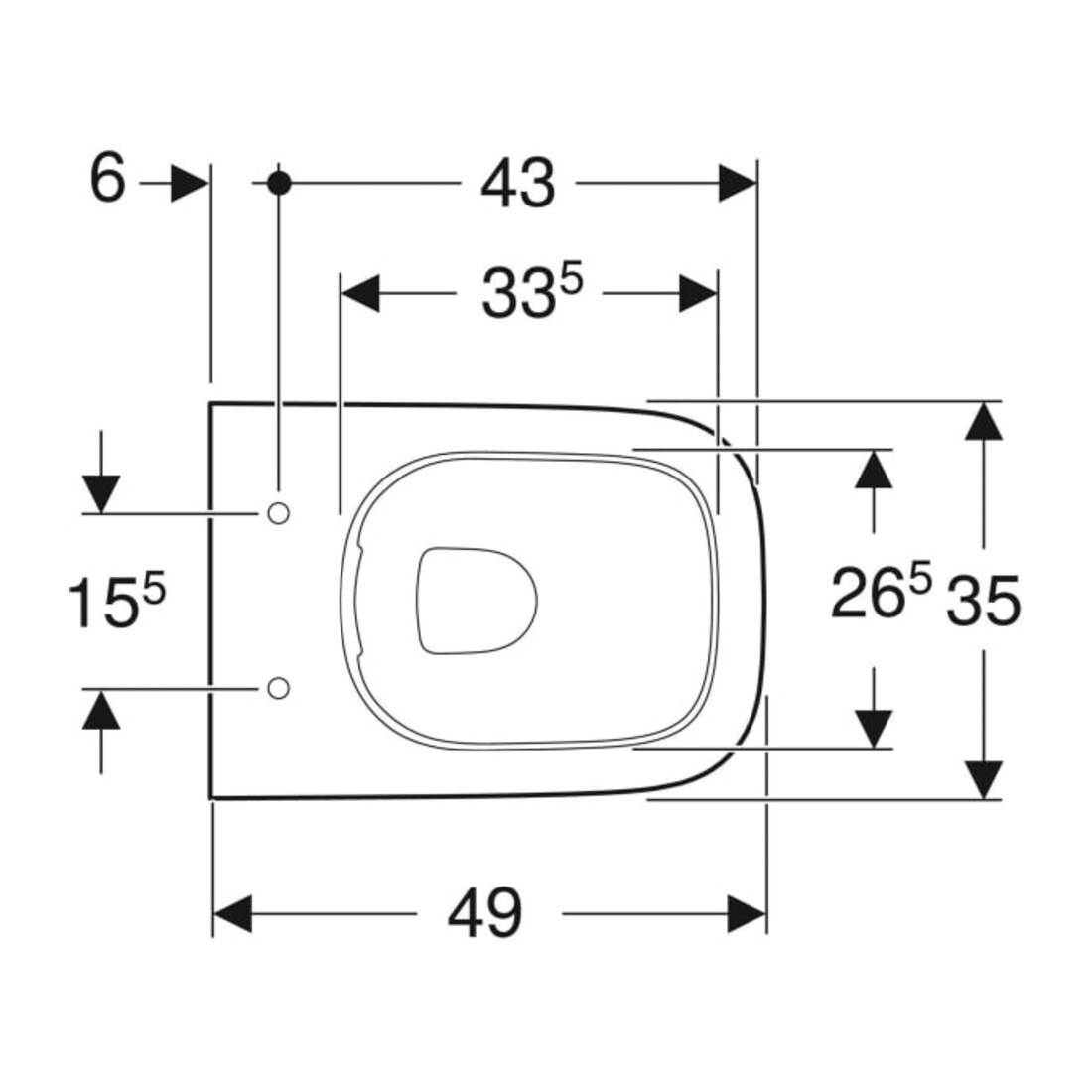 Geberit WC suspendu, chasse profonde Smyle Square 4,5 l, évac. cachée, fermé, sans bride, blanc