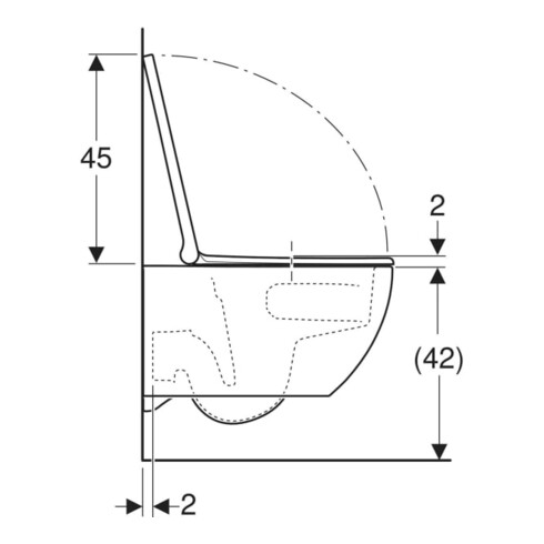 Geberit WC suspendu, cuvette à chasse profonde Acanto 36x38,5x53,5 cm, 4,5 l, blanc, K-Tect