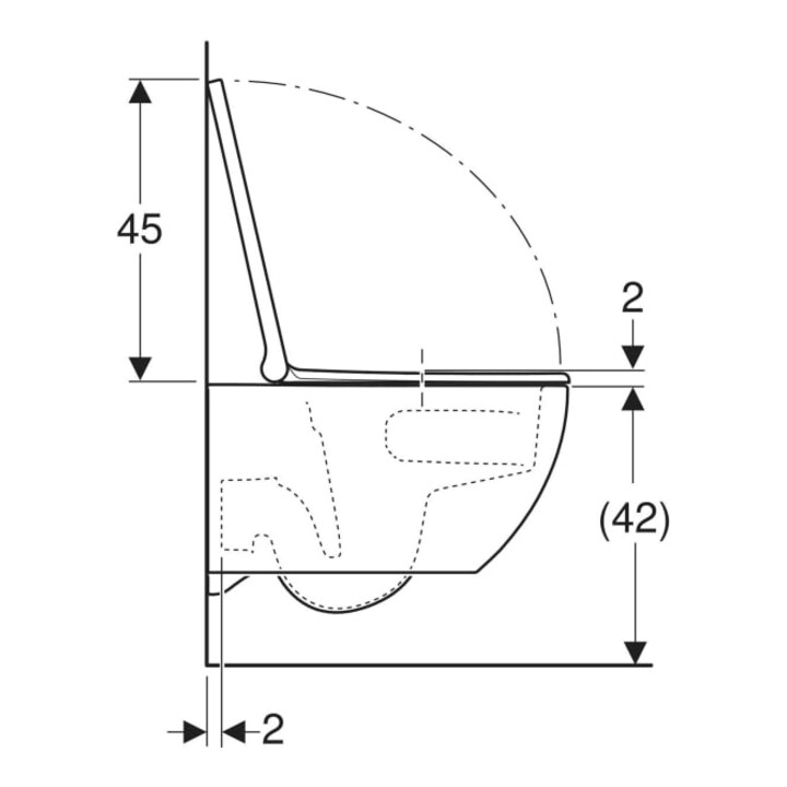 Geberit WC suspendu, cuvette à chasse profonde Acanto 36x38,5x53,5 cm, 4,5 l, fermé, blanc