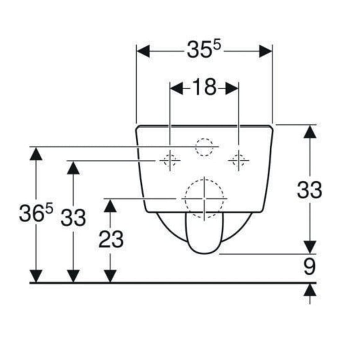 Geberit WC suspendu, cuvette à chasse profonde iCon 35,5x49cm, vrk A, ges, rimf, blanc, K-Tect