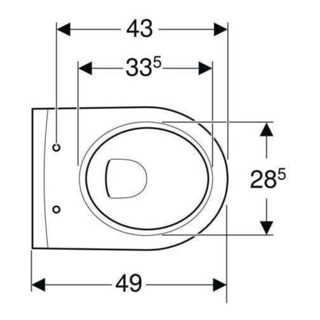 Geberit WC suspendu, cuvette à chasse profonde iCon 35,5x49cm, vrk A, ges, rimf, blanc, K-Tect
