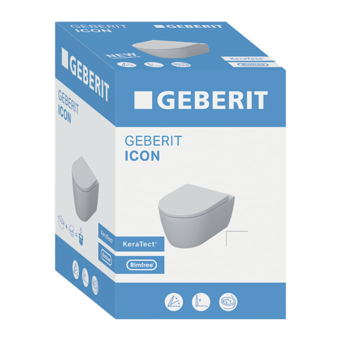 Geberit WC suspendu, cuvette à chasse profonde iCon 36x53 cm, blanc, sans rebord, avec siège, K-Tect