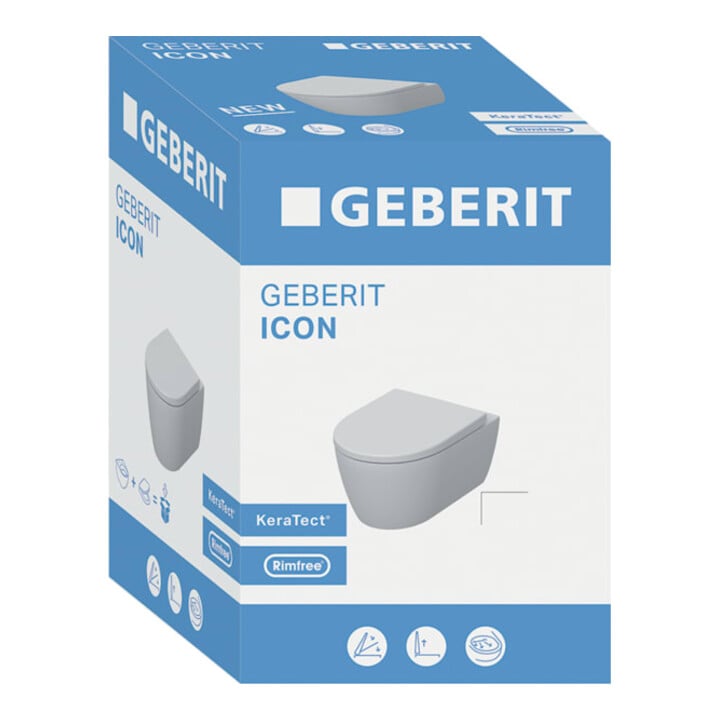 Geberit WC suspendu, cuvette à chasse profonde iCon 36x53 cm, fermée, sans rebord, avec siège, blanc