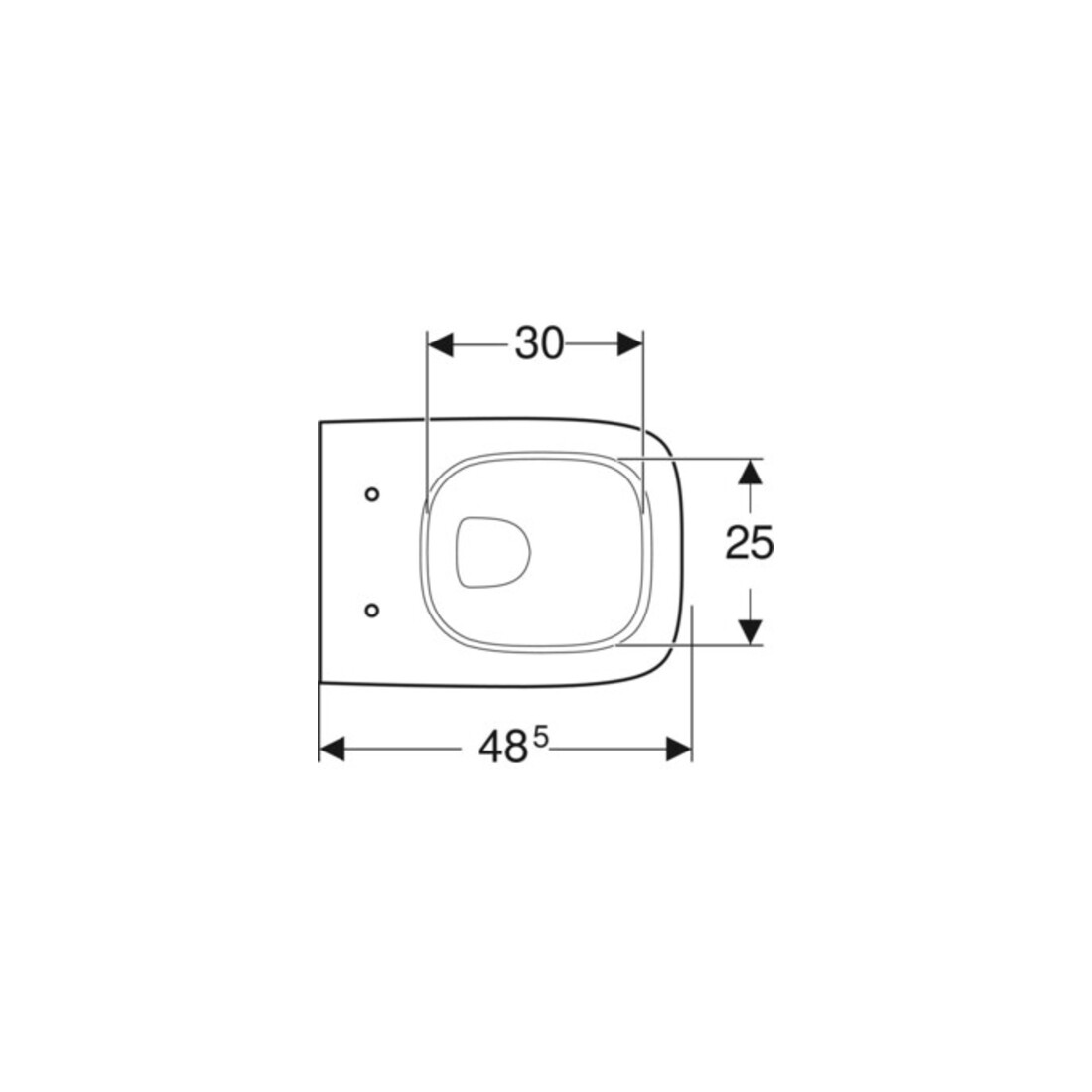 Geberit WC suspendu, cuvette à chasse profonde Renova Compact sq 6/5 l, profondeur réduite, blanc