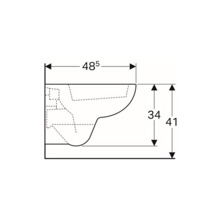 Geberit WC suspendu, cuvette à chasse profonde Renova Compact sq 6/5 l, profondeur réduite, blanc