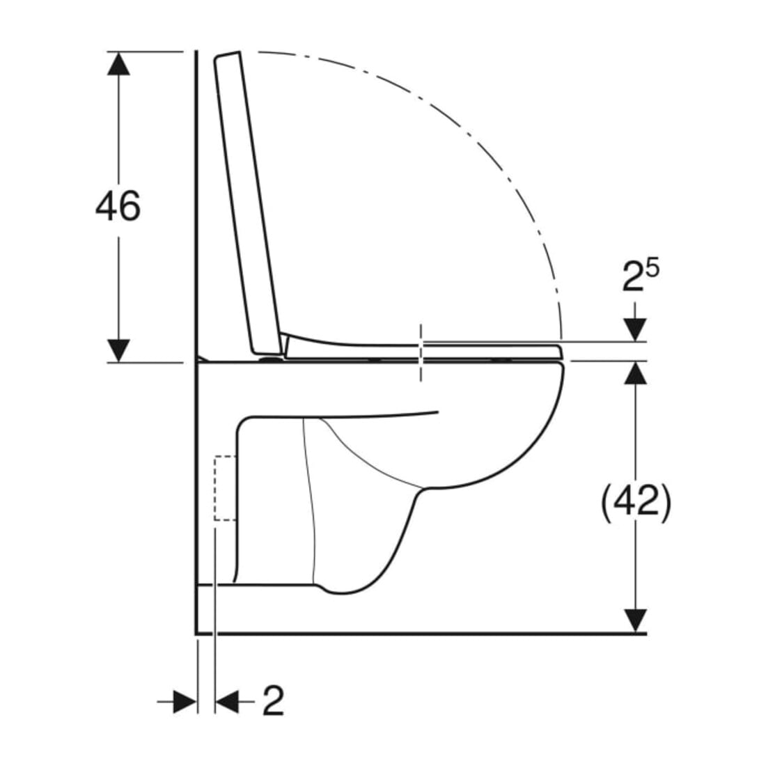 Geberit WC suspendu, cuvette à chasse profonde Renova Plan 6/5 l, avec abattant, blanc