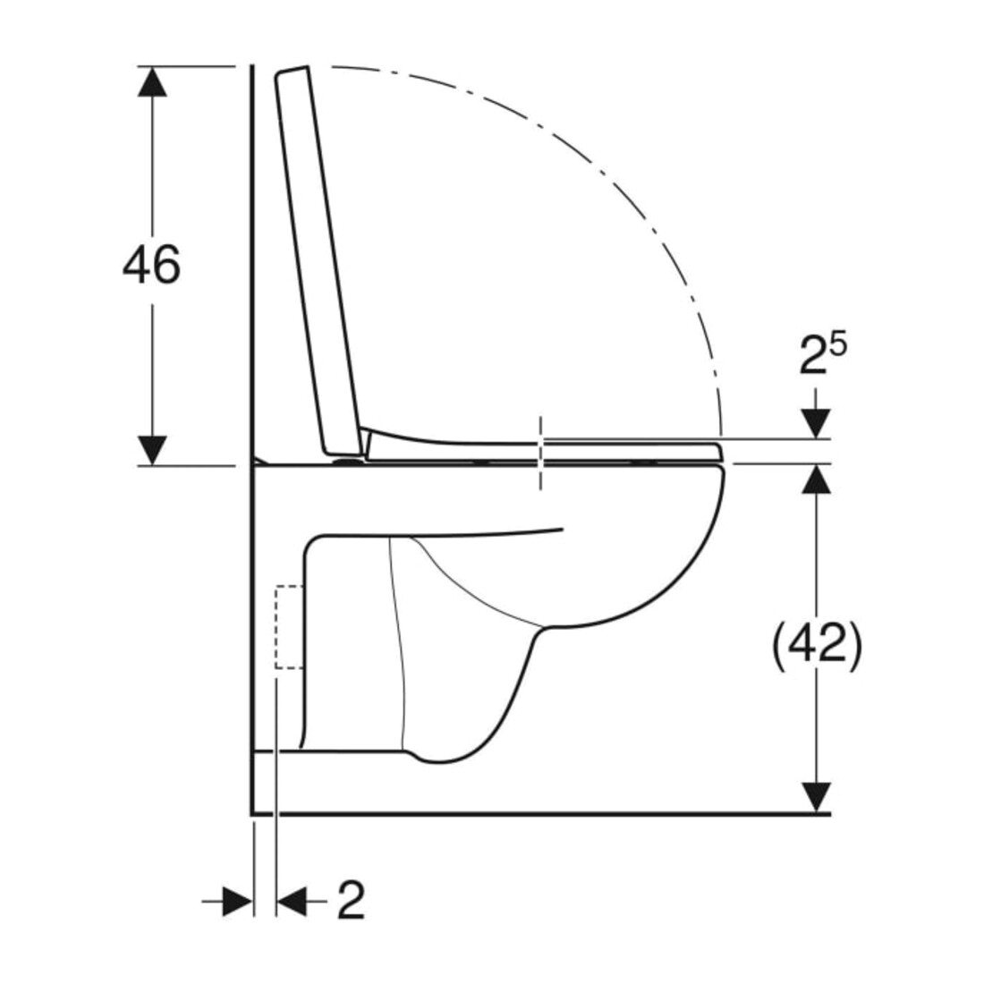 Geberit WC suspendu, cuvette à chasse profonde Renova Plan 6/5 l, avec abattant, blanc