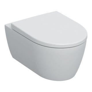Geberit WC suspendu, cuvette à chasse profonde Set iCon 36x53cm, blanc, sans bride, avec abattant, blanc mat