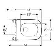 Geberit WC suspendu, cuvette à chasse profonde Smyle Square fermée, sans bride, avec siège, abattant à recouvrement, blanc-2