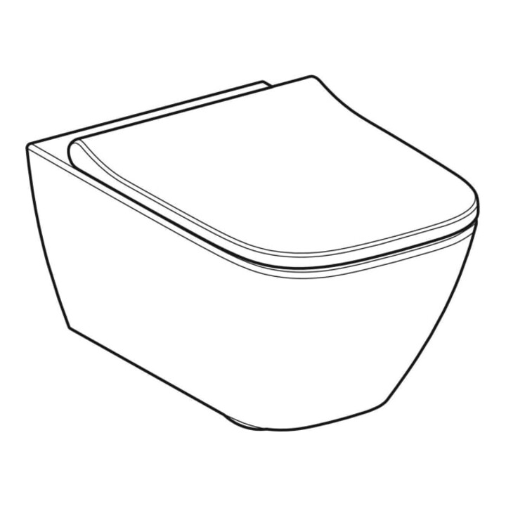Geberit WC suspendu, cuvette à chasse profonde Smyle Square fermée, sans bride, avec siège, abattant à recouvrement, blanc