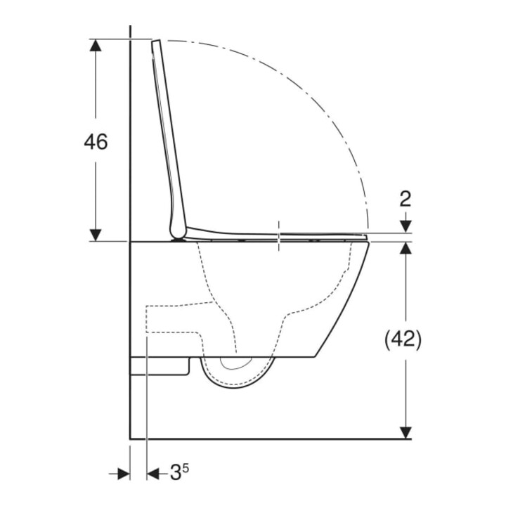 Geberit WC suspendu, cuvette à chasse profonde Smyle Square fermée, sans bride, avec siège, abattant à recouvrement, blanc