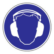 Gebotszeichen Gehörschutz benutzen D.200mm Folie selbstklebend blau/weiß
