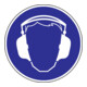 Gebotszeichen Gehörschutz benutzen D.200mm Kunststoffschild blau/weiß-1