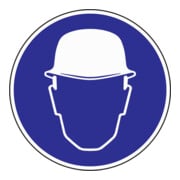 Gebotszeichen Kopfschutz benutzen D.200mm Folie selbstklebend blau/weiß