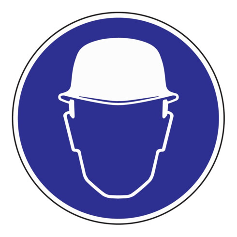 Gebotszeichen Kopfschutz benutzen D.200mm Kunststoffschild blau/weiß