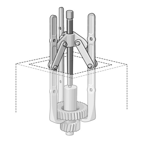 Gedore 1.15/1L ventilatortrekker, 3-armig, voor boring vanaf Ø 10 mm