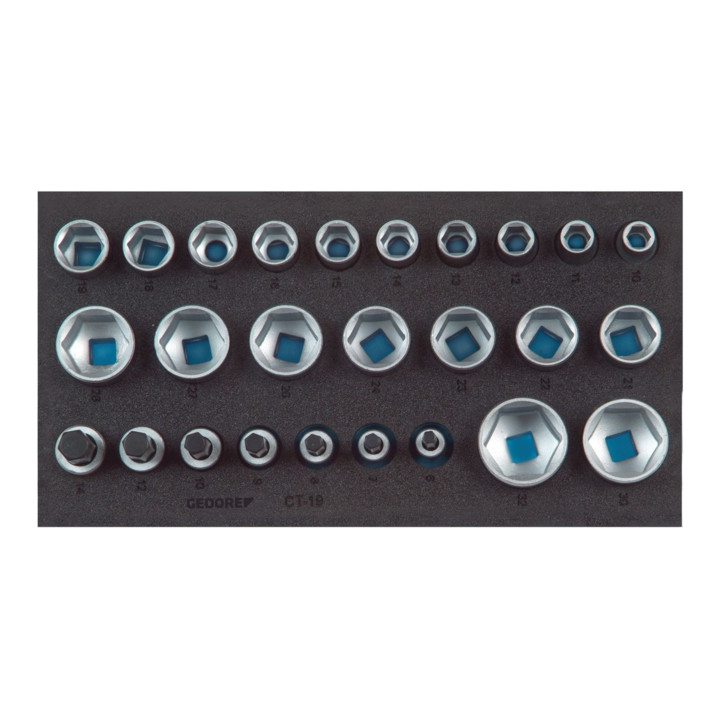 Gedore 1500 CT1-19 Satz Steckschlüsseleinsätze 1/2", 6-kant, in Check-Tool-Modul