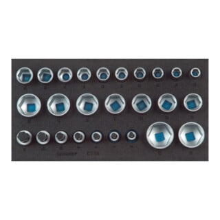 Gedore 1500 CT1-19 Satz Steckschlüsseleinsätze 1/2", 6-kant, in Check-Tool-Modul
