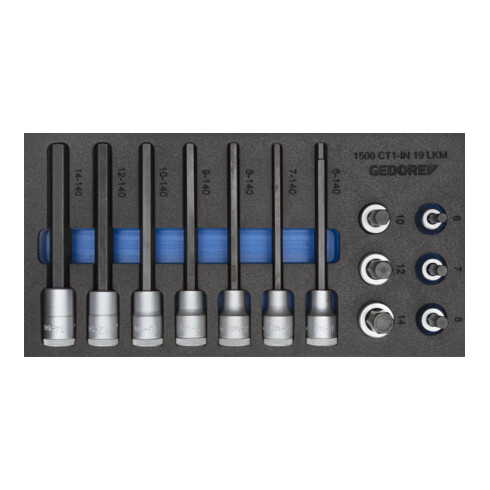 Gedore 1500 CT1-IN Set 19 inserti cacciavite LKM 1/2" in modulo Check-Tool