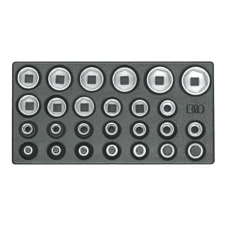 Gedore 1500 ES-19 Satz Steckschlüsseleinsätze 1/2", 6-kant, in 1/3 ES-Modul