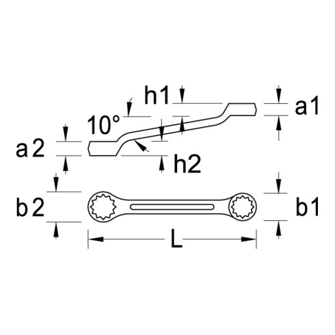 Gedore 2 B 12X13 Doppelringschlüssel, kurz, UD-Profil, 12x13 mm