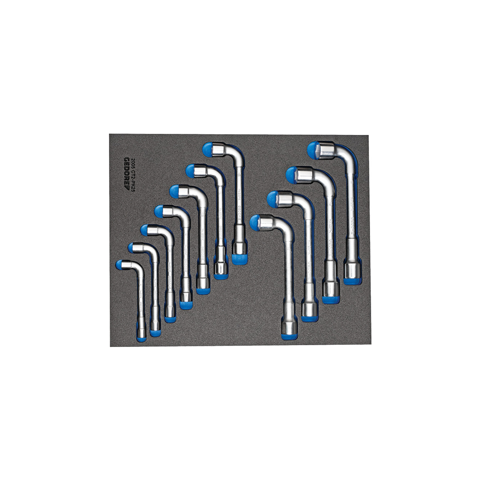Gedore 2005 CT2-25PK Doppelsteckschlüssel-Satz in Check-Tool-Modul, 11-teilig