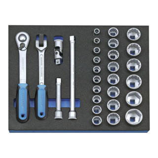 Gedore 2005 CT2-D 19 Steckschlüssel-Sortiment 1/2" in Check-Tool-Modul, 29-teilig