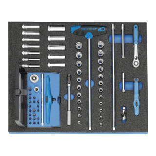 Gedore 2005 CT2-D 20 Steckschlüssel-Sortiment 1/4" in Check-Tool-Modul, 67-teilig