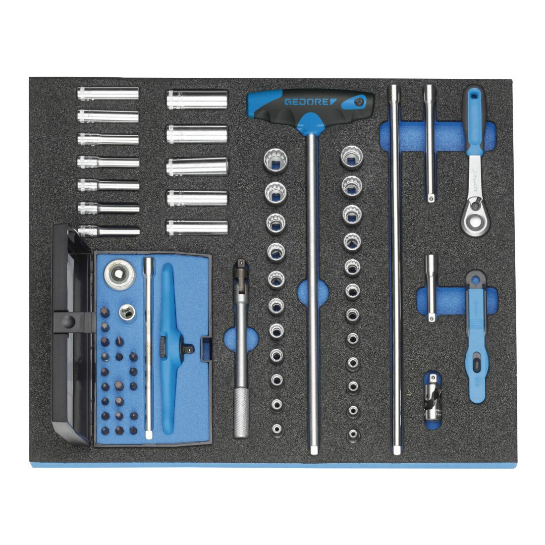 Gedore 2005 CT2-D 20 Steckschlüssel-Sortiment 1/4" in Check-Tool-Modul, 67-teilig