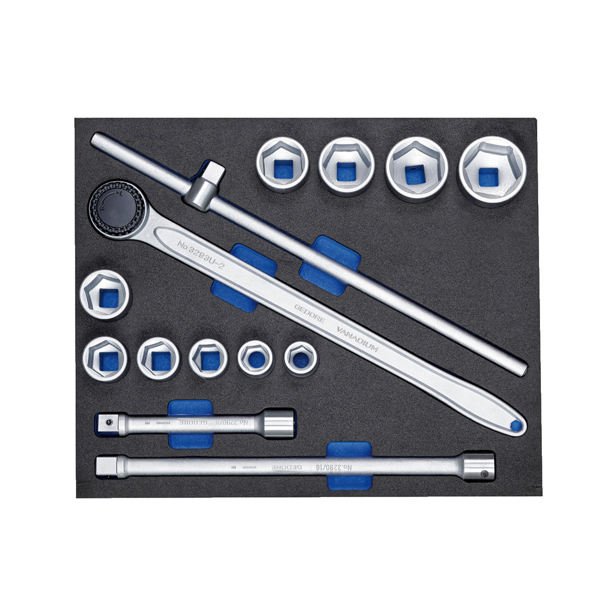 Gedore 2005 CT3-32 Steckschlüssel-Sortiment 3/4" in Check-Tool-Modul, 14-teilig