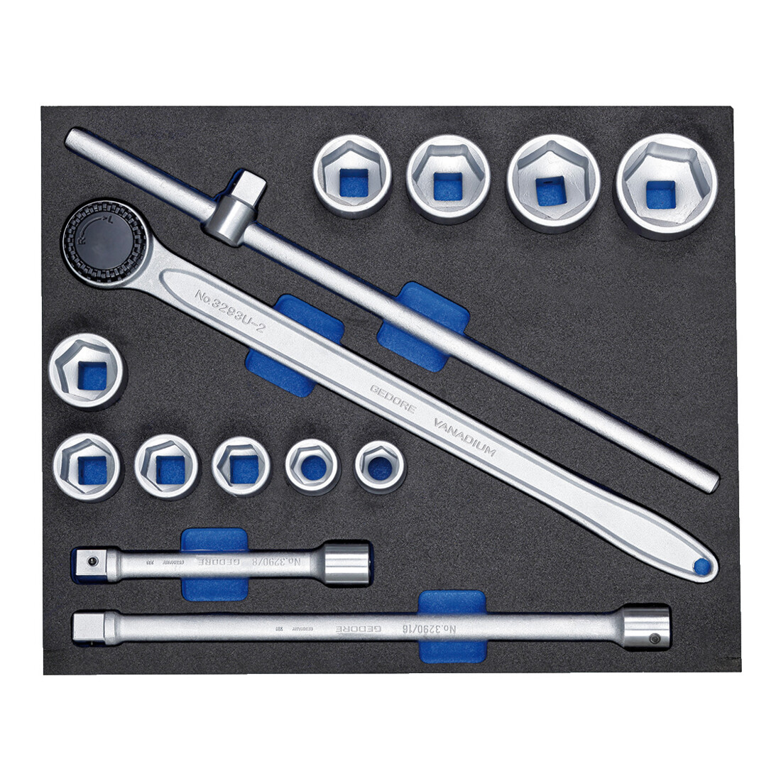 Gedore 2005 CT3-32 Steckschlüssel-Sortiment 3/4" in Check-Tool-Modul, 14-teilig