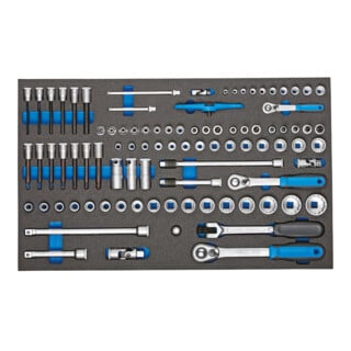 Gedore 2005 CT4-U-20 Steckschlüssel-Satz 1/4"-3/8"-1/2" in Check-Tool-Modul, 91-teilig