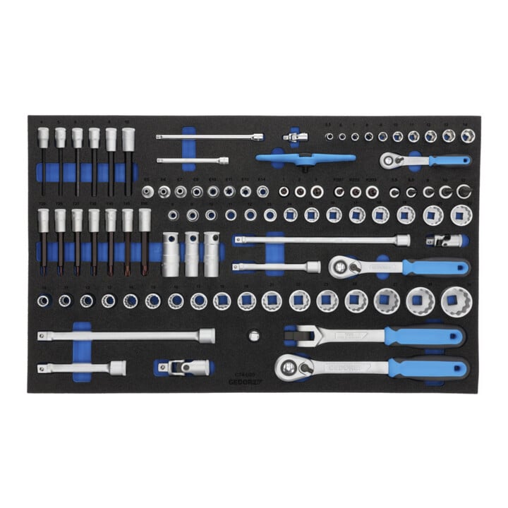 Gedore 2005 CT4-U-20 Steckschlüssel-Satz 1/4"-3/8"-1/2" in Check-Tool-Modul, 91-teilig
