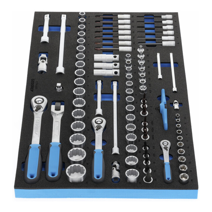 Gedore 2005 CT4-U-20 Steckschlüssel-Satz 1/4"-3/8"-1/2" in Check-Tool-Modul, 91-teilig