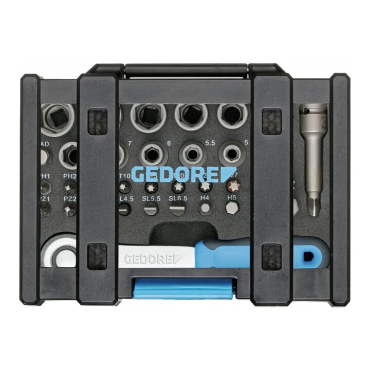 Gedore 666-U-20 Bit-Steckschlüsselbox mit Knarre 1/4" 35-teilig