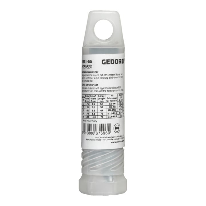 Gedore 8551-55 Schraubenausdreher-Satz 5-teilig M3-M18