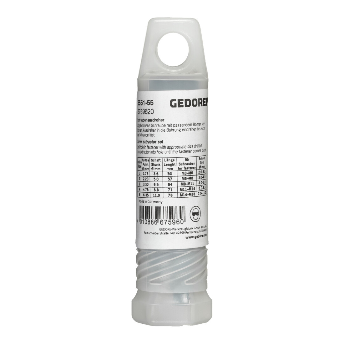 Gedore 8551-55 Schroefuitdraaierset 5-delig M3-M18