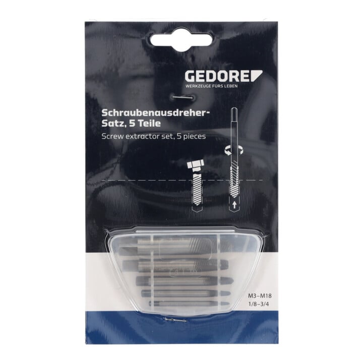 Gedore 8551 S-005 Schraubenausdreher-Satz 5 teilig M3-M18