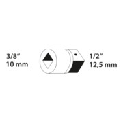 Gedore Adapter, 3/8'' 10 mm naar 1/2'' 12,5 mm, 4-kant aandrijving, verchroomd staal, 3019-2