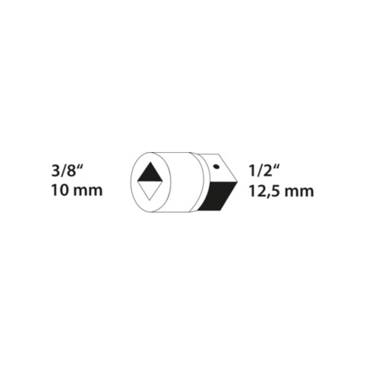 Gedore Adapter, 3/8'' 10 mm naar 1/2'' 12,5 mm, 4-kant aandrijving, verchroomd staal, 3019