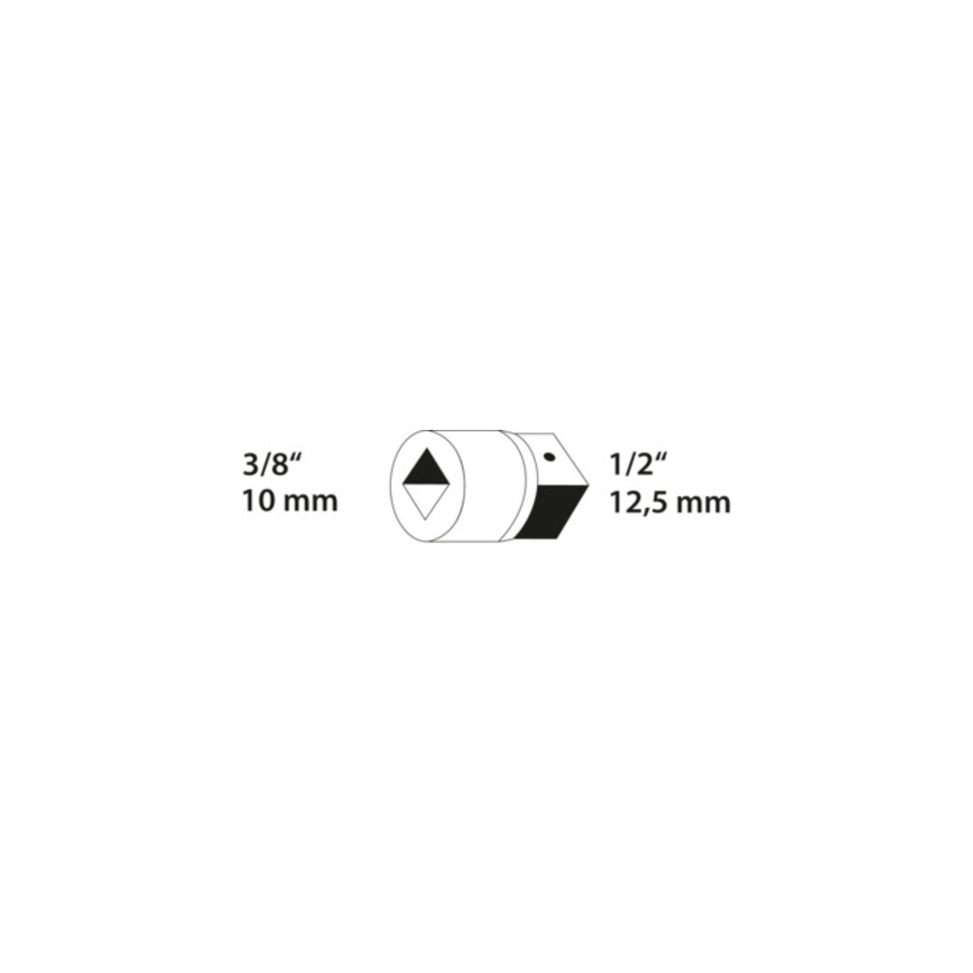 Gedore Adapter, 3/8'' 10 mm naar 1/2'' 12,5 mm, 4-kant aandrijving, verchroomd staal, 3019