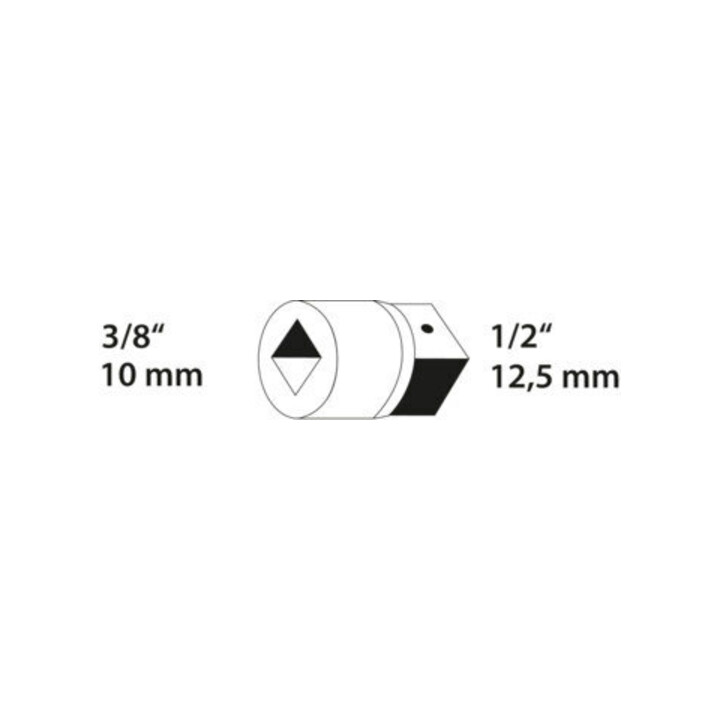 Gedore Adapter, 3/8'' 10 mm naar 1/2'' 12,5 mm, 4-kant aandrijving, verchroomd staal, 3019
