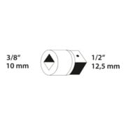 Gedore Adattatore cricchetto, 3/8'' 10 mm a 1/2'' 12,5 mm, attacco quadrato, 3019, acciaio cromato-2
