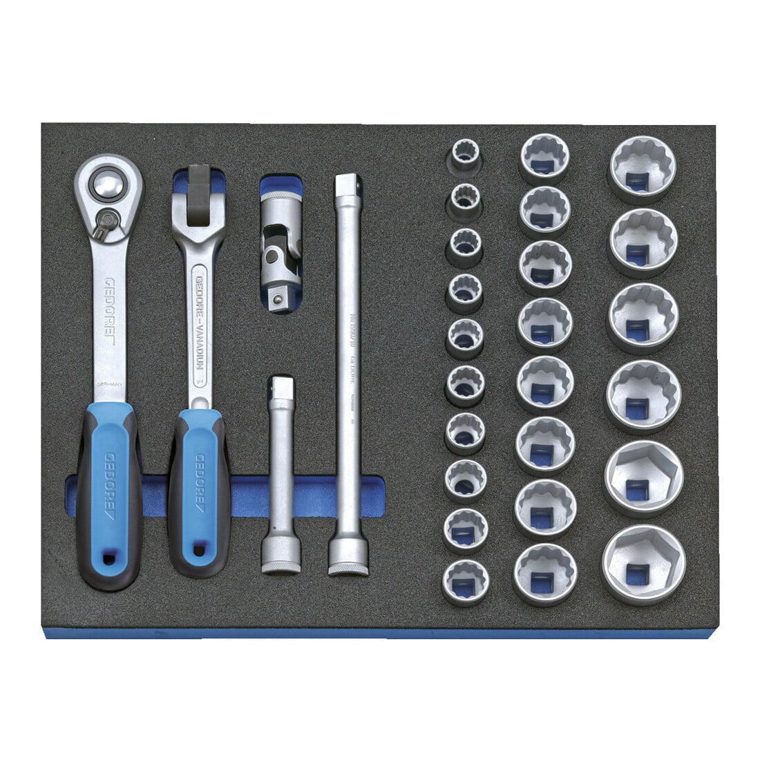 Gedore Assortimento di chiavi a bussola 1/2" in modulo Check Tool 2005 CT2-D 19, 29pz.