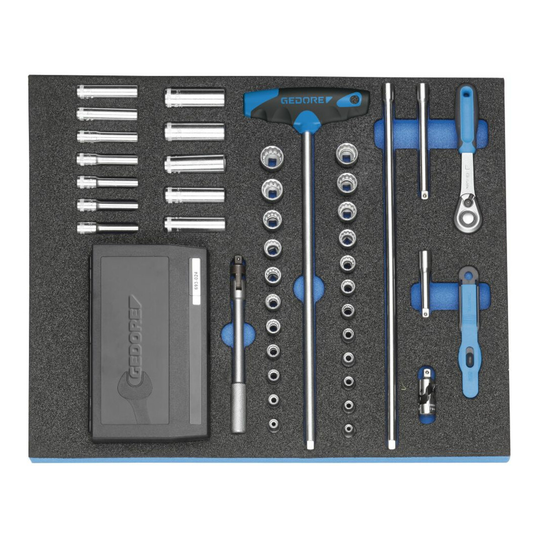 Gedore Assortimento di chiavi a bussola 1/4" in modulo Check Tool 2005 CT2-D 20, 67pz.