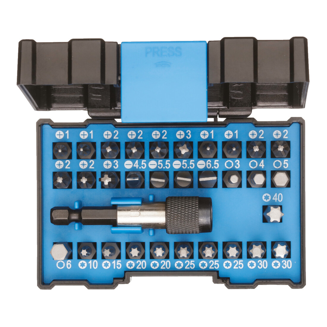 Gedore Bit-Box Allround, 32-delig, bitset met bithouder en schroevendraaierbits, 1/4", 6,3 mm, doe-het-zelver, 666-032-A