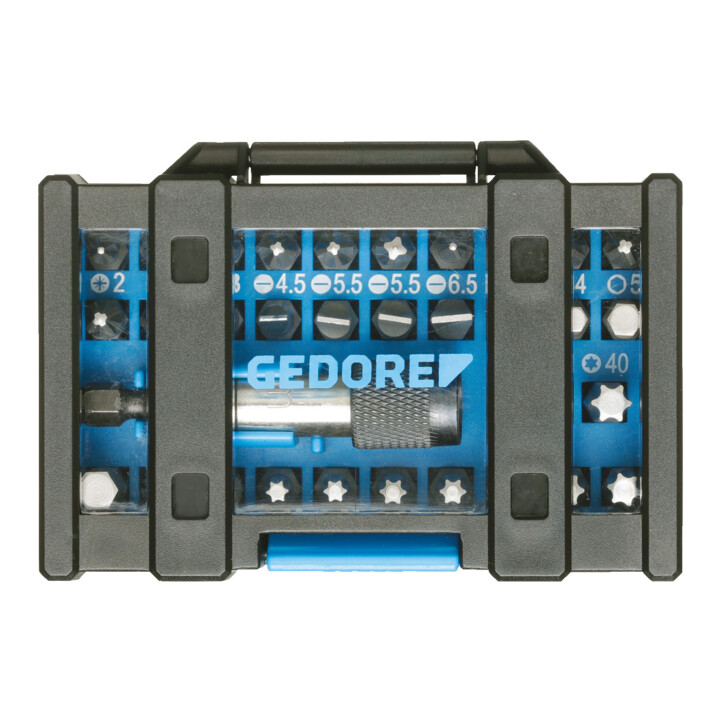 Gedore Bit-Box Allround, 32-delig, bitset met bithouder en schroevendraaierbits, 1/4", 6,3 mm, doe-het-zelver, 666-032-A