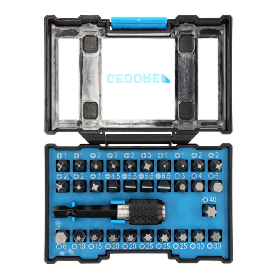 Gedore Bit-Box Allround, 32-delig, bitset met bithouder en schroevendraaierbits, 1/4", 6,3 mm, doe-het-zelver, 666-032-A