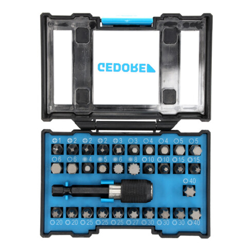Gedore Bit-Box Industrie, 32-teilig, Bit-Set mit Bit-Halter und Schraubendrehereinsätzen, 1/4", 6,3 mm, Profi, 666-032-A