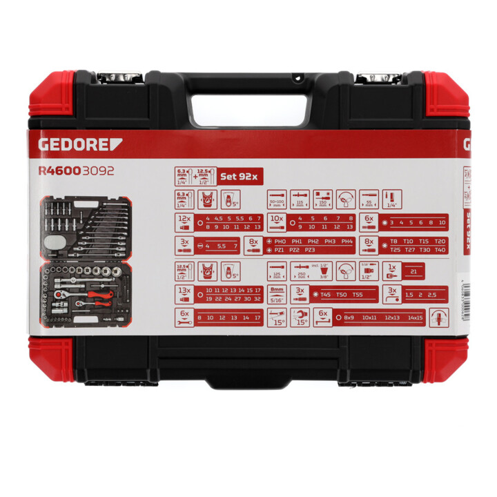 Gedore Clé à douille rouge jeu 1/4+1/2 92 pcs